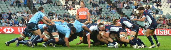 Nic 'tripod' Henderson propping up  the Rebels scrum