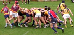 Oli Hughes running from the back of the scrum. 