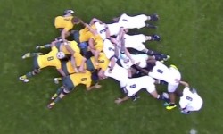 The first scrum penalty against Australia for not driving straight!
