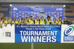 Australia womens sevens Trophy lift