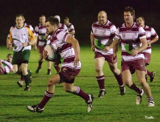 Double try-scorer Cyron Prouse makes for the Burnie line followed by Jake Hyland, Phill Barry and Sam Featherstone - Photo Credit: Lisa-Marie Ford