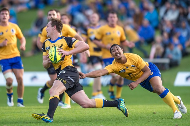 Photo credit Johan Schmidt Photography. Dane Haylett-Petty evades Samu Kerevi in their round 2 NRC match up.