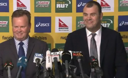 Cheika cracks a joke about holding hands and signing kumbaya