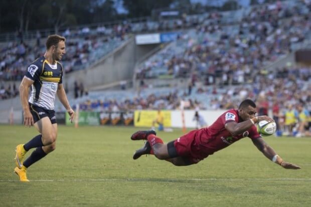 Kerevi dives over, but it's brought bacl