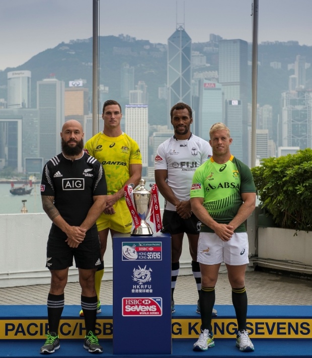 Hong Kong Sevens Top 4 Captains pose with tropy