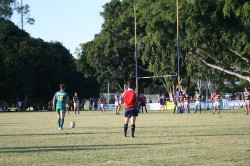 GPS fullback Jason Hofmeyr lines up a penalty goal.