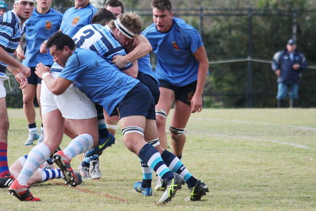 Harrison Chapman tackled by Sam Musgrove