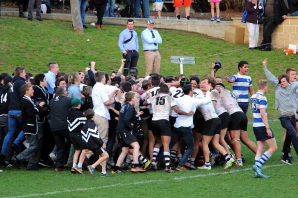 Pitch invasion by excited fans