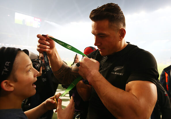 Williams shares a moment with rival Quade Cooper