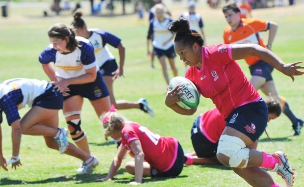 Rita Masters on the way for a try for Queensland Reds v ACT