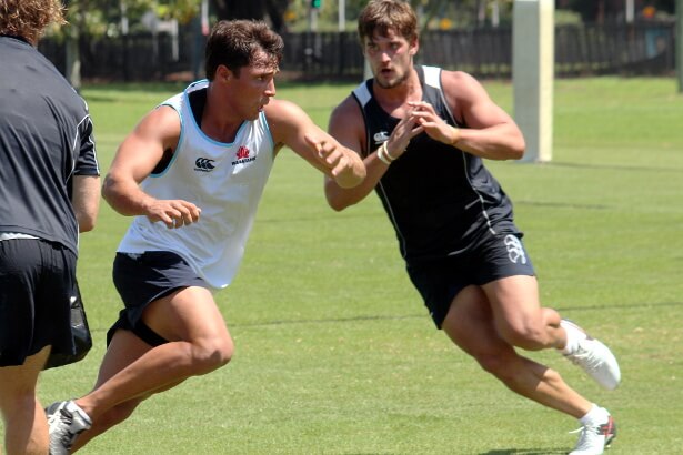 Nick Phipps and Harry Jones crossing to targets