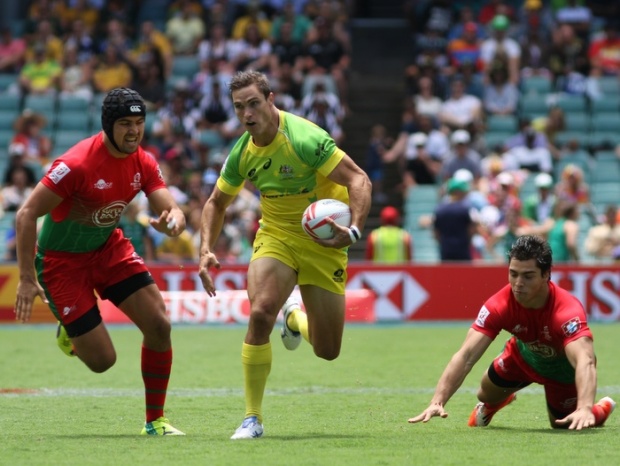 Captain Ed Jenkins runs the ball v Portugal