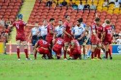 Caderyn Neville appeals for a yellow card following a scrum penalty against the Force