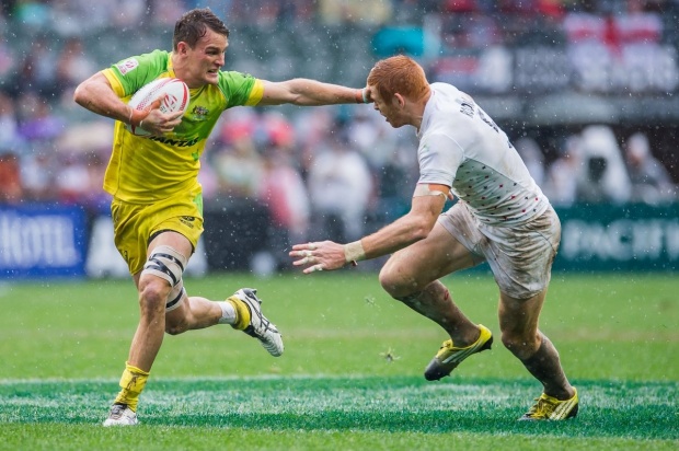 Australia during their HSBC Wold Rugby Sevens Series match as part of the Cathay Pacific / HSBC Hong Kong Sevens at the Hong Kong Stadium on 10 April 2016 in Hong Kong, China. Photo by Mike Pickles / Future Project Group