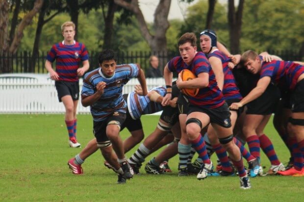 Nicholas Brown scoots off from the scrum