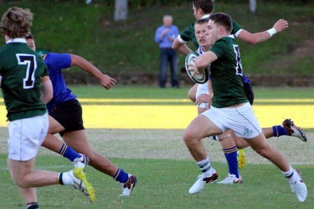 Trinity's Ryan Longville (v Waverley) - had the presence of mind to spin the ball wide