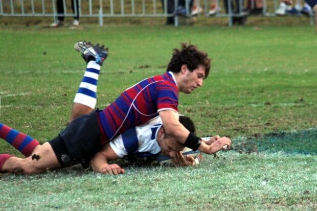 Jake Pirina scores for View to tie the game again - 29-29- (after the conversion)