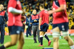 Eddie Jones runs his eye over the England warmup - Photo by Keith McInnes 