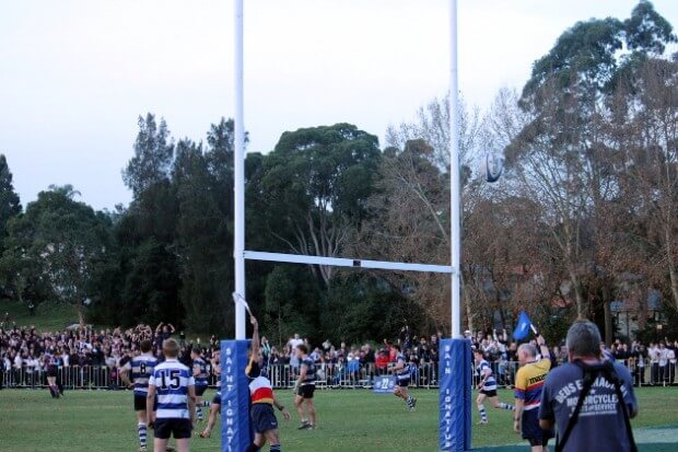 Winning kick by Lachlan Day flies over the crossbar 