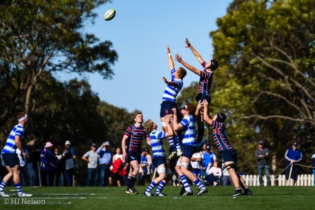 Nudgee No. 8 Joseph Small steals a TSS lineout ball