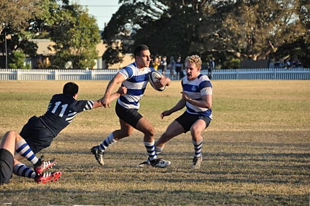 Jake Pirina busting a tackle