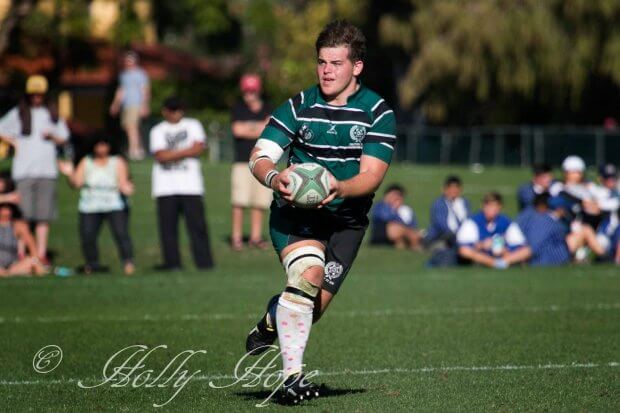 BBC hooker Rhys Van Nek carries the ball