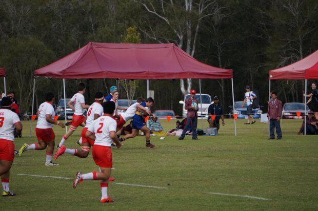 Fullback Josh Sheridan breaks this tackle to score | Billy Harsant