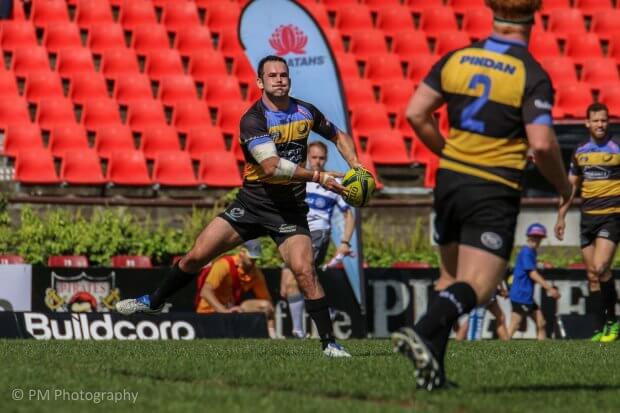 Jono Lance loads up a left to right pass.