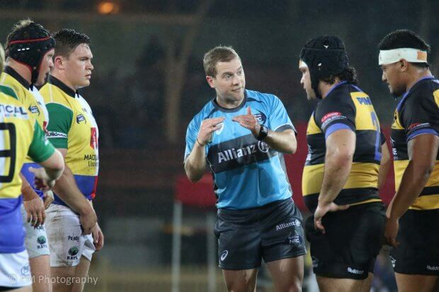 Angus Gardner educating front rowers on the dark arts.