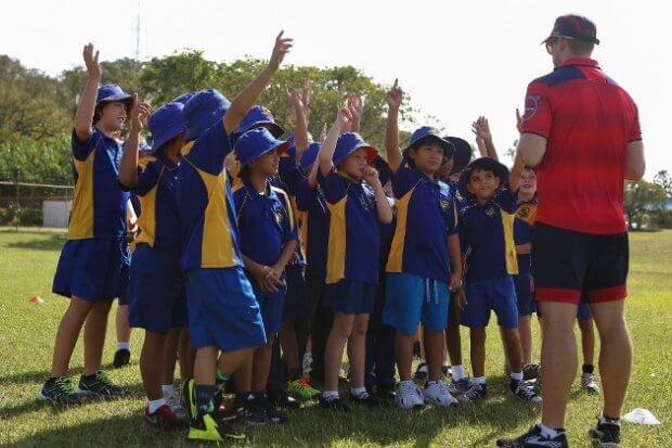 Reds school visit to Gladstone - schools need support  - Photo Credit - Karen Watson