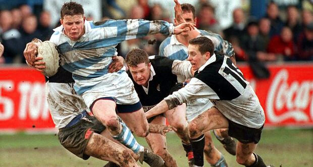 Teenager Brian O'Driscoll playing for Blackrock College, Dublin.