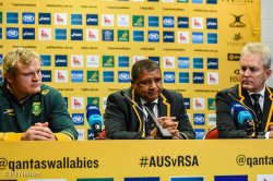 Adriaan Strauss, Allister Coetzee and Ian Schwartz at post-match press conference