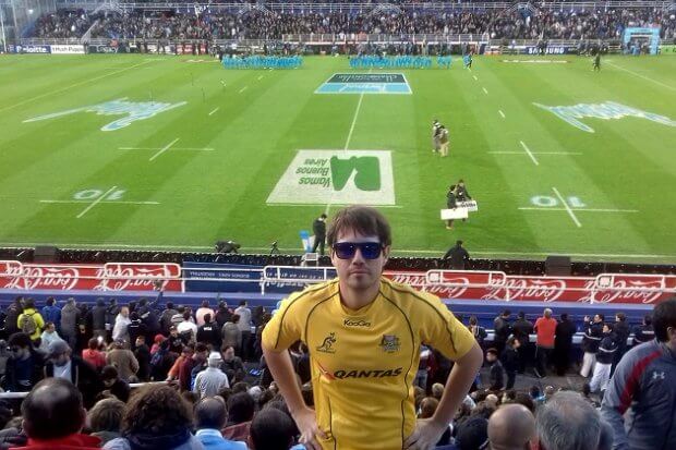 Intrepid reporter Marcelo Cardoza in his Wallaby jersey