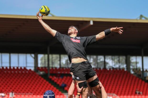 Ryan McCauley reels in a lineout ball.