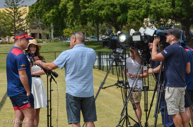 Nick Stiles fronts the local Gold Coast TV crews