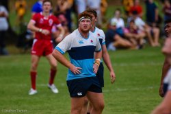 Harry Johnson-Holmes watches a penalty attempt