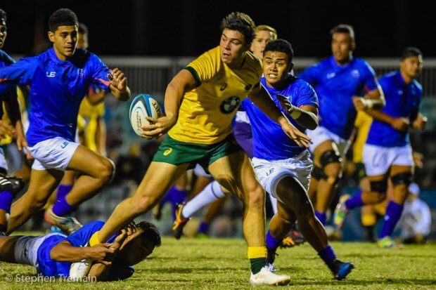 Dylan Riley, Tony Hunt combined for a Len Ikatau try in the corner