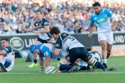 Matt Duffie reaches out to score for the Blues