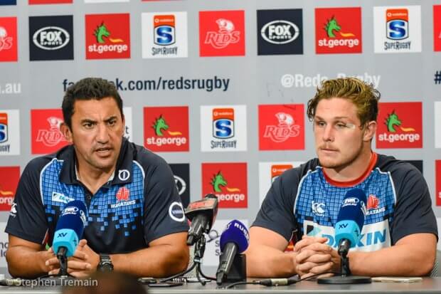 Darrell Gibson and Michael Hooper at press conference