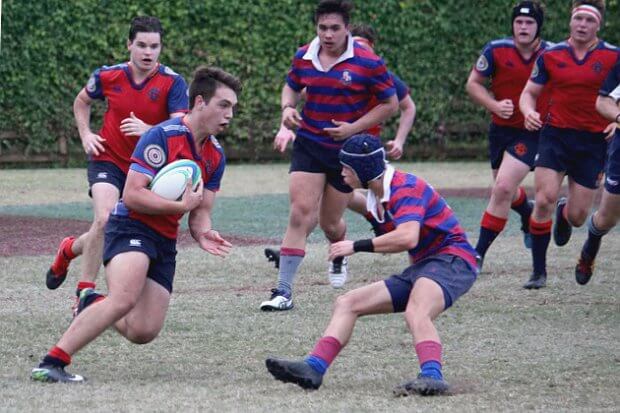 Double try-scorer Josh Nercessian wrong-foots defender