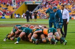 Mick Byrne, Mario Ledesma & Michael Cheika oversee the scrum practice