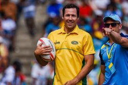 Julian Huxley playing for Classic Wallabies against Fiji Warriors at Sydney 7's