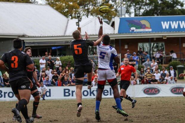 Tom Staniforth and Albert Tuisue fight for a restart.