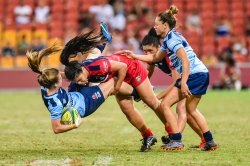 Alysia Lefau-Fakaosilea puts on a big hit in the Womens Final