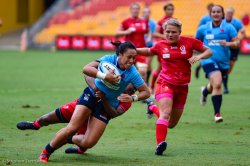 Chloe Leaupepe scores the first try of Super W for NSW