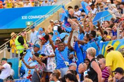 Fijian Fans celebrate a semi-final win over South Africa