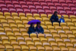 A few brave souls sit out the rain