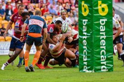 Samu Kerevi jolts a ball loose in the tackle