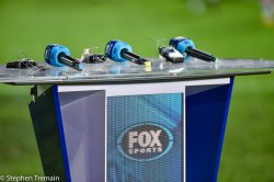 Stock photo of Foxsports commentary desk