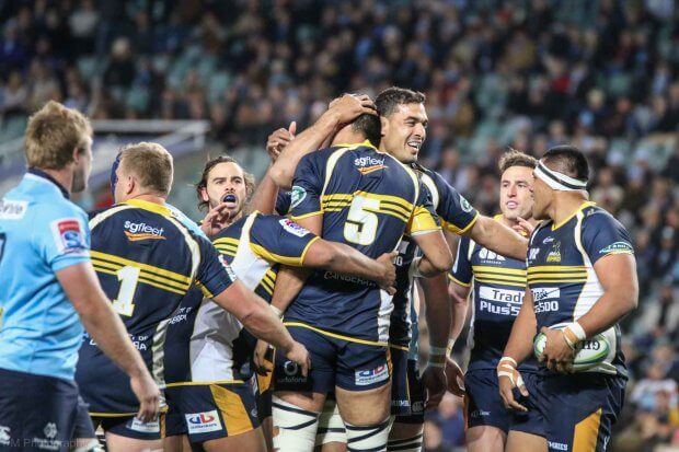 Twinning, Rory congratulates Richie Arnold on his try.